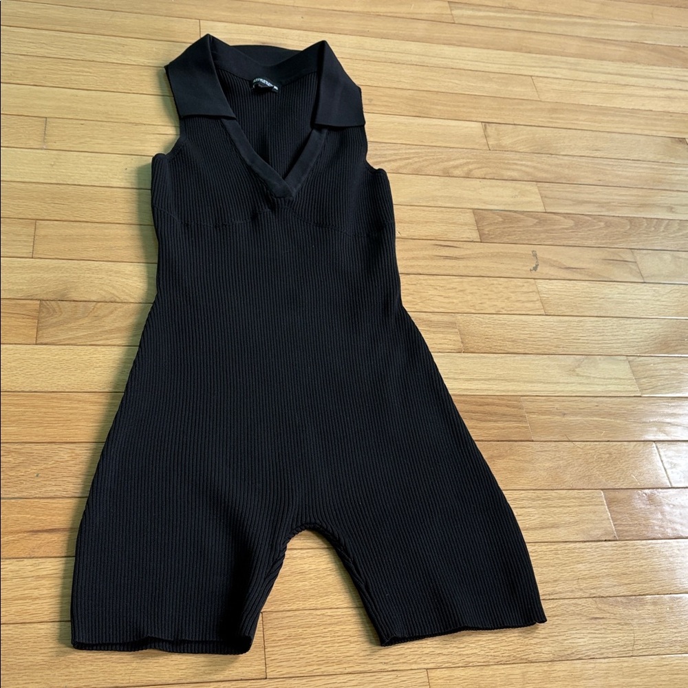 PrettyLittleThing Black Collared Jumpsuit